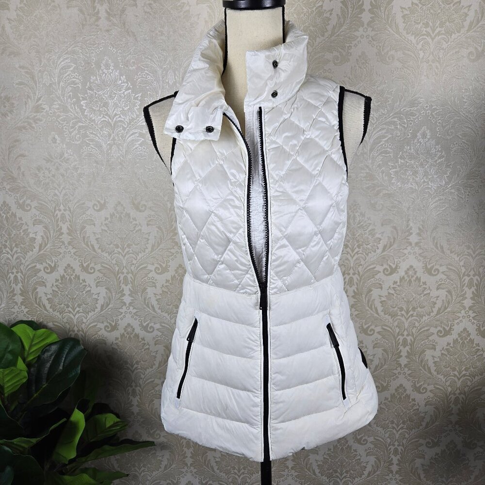 Calvin Klein Performance Size XS White Black Quilted Puffer Vest  Zip Front